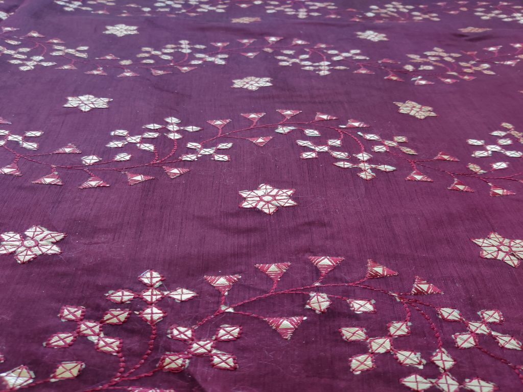 Maroon Golden Gota Patti Embroidered Chanderi Fabric