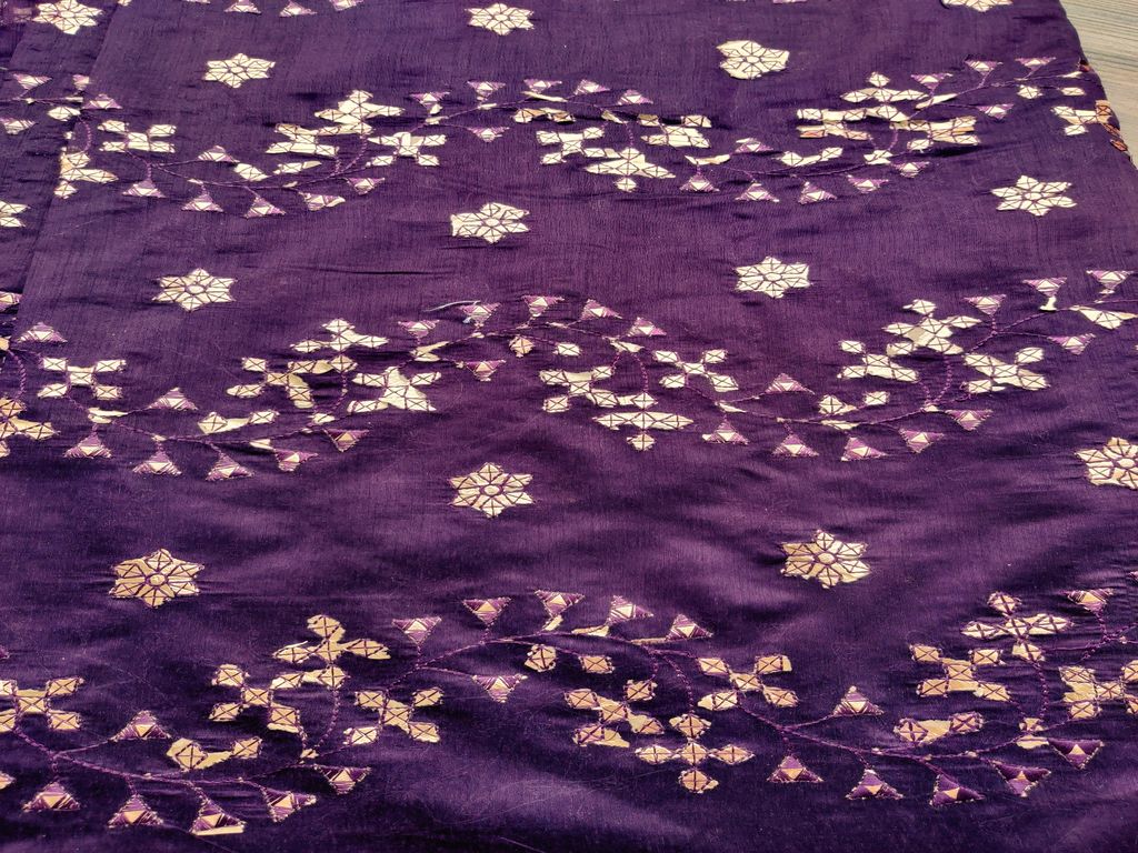 Purple Chanderi With Foil Gota Patti Embroidered Fabric