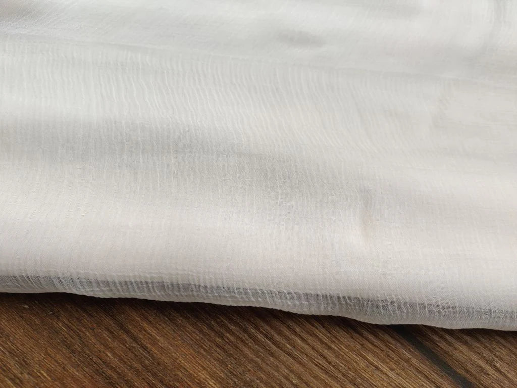 White Dyeable Pure Chiffon Fabric With Double Sided Golden Border