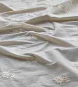 Off-White Floral Dyeable Cotton Sequins Fabric