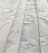 Off-White Floral Dyeable Cotton Sequins Fabric