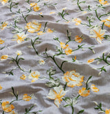 Multicolor Floral Embroidered Chanderi Fabric
