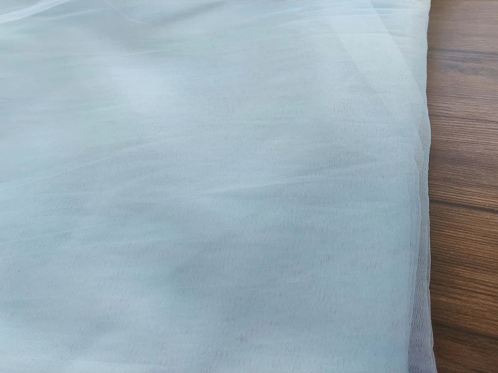Light Blue Plain Mono Net Fabric