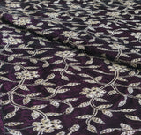 Wine & Golden Floral Embroidered Zardozi Velvet Fabric