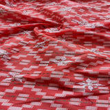 Red Traditional Embroidered Ikat Zardozi Cotton Fabric