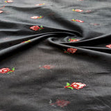Black Motifs Mirror & Thread Embroidered Chanderi Fabric