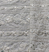 White Traditional Dyeable Faux Mirror Sequins Zardozi Cotton Fabric