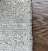 White Traditional Dyeable Faux Mirror Sequins Zardozi Cotton Fabric
