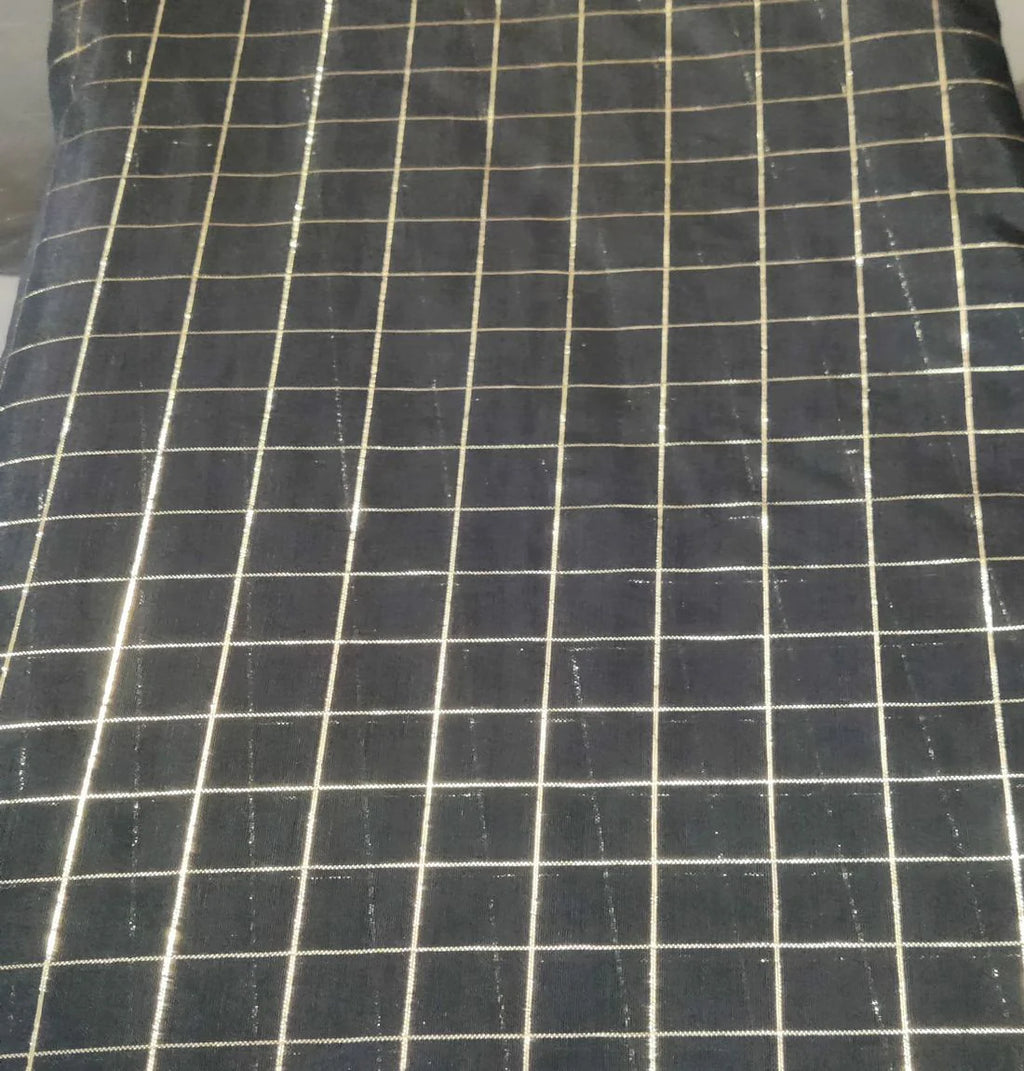 Black Checks Chanderi Fabric