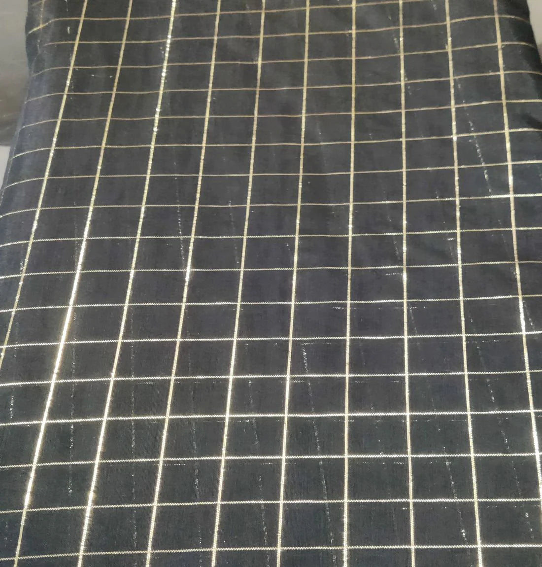 Black Checks Chanderi Fabric