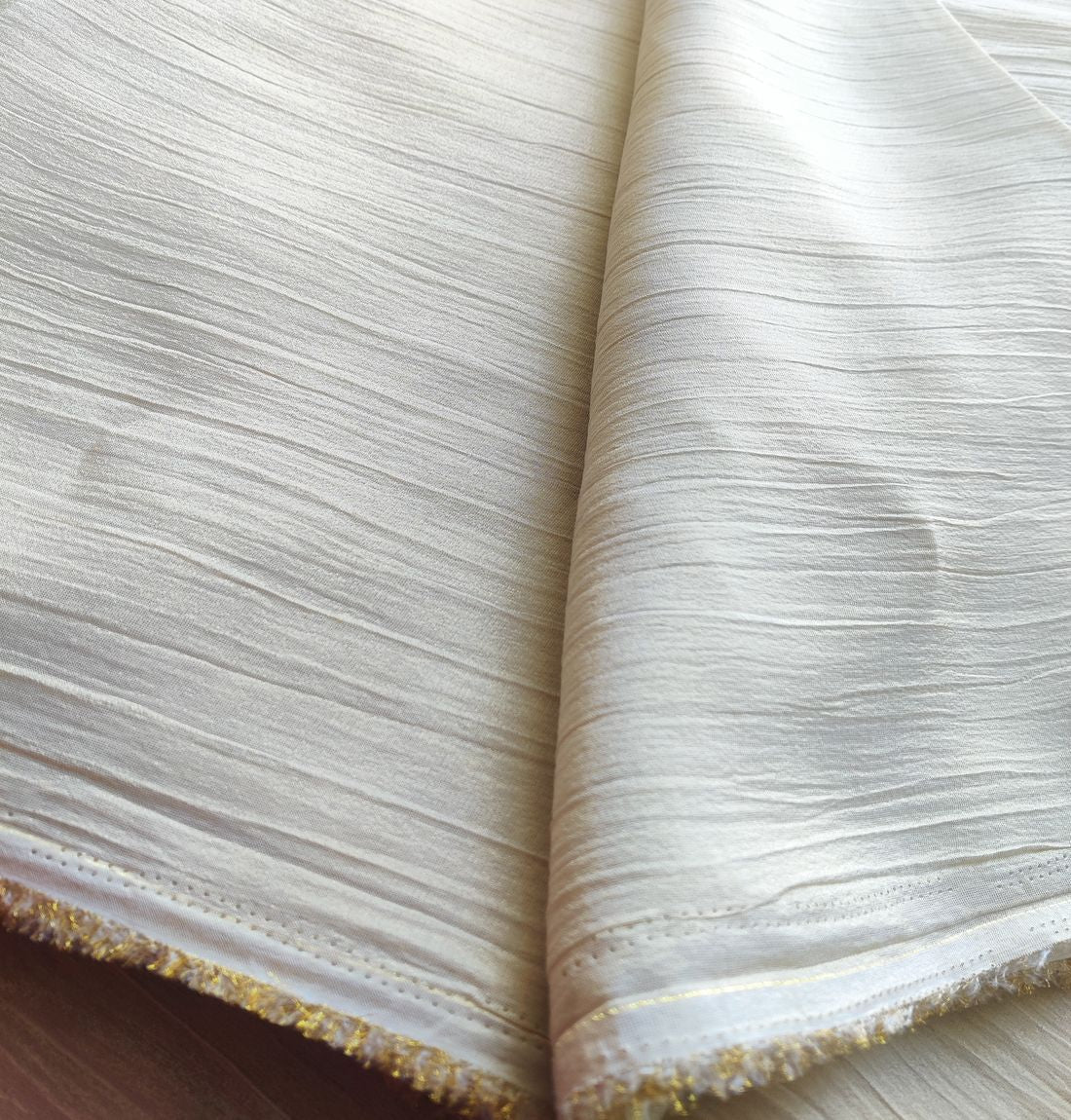 Golden Plain Dyeable Crushed Tissue Silk Fabric