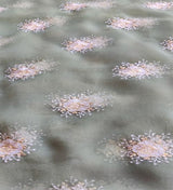 Pastel Green Floral Embroidered  With Zari Work Organza Fabric