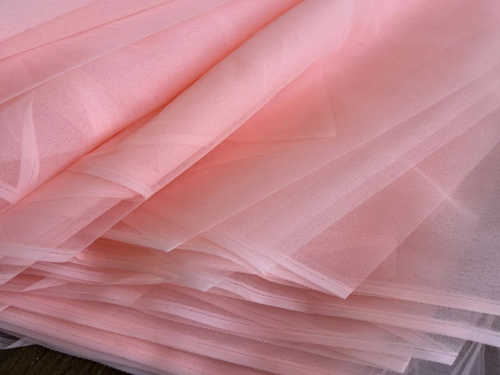 Peach Plain Net Fabric