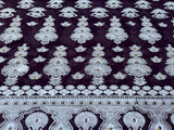 Purple White Lakhnawi Embroidered Georgette Fabric