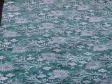 Sea Green White Flowers Embroidered Chikankari Chanderi Fabric