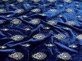 Navy Blue with Golden Sequence Zari & Multicoloured Mirror Work Embroidery Soft Velvet