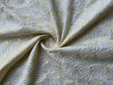 Off-white Lemon Thread Embroidered Chanderi Fabric