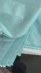 Premium Glossy Chanderi Silk-Cotton Blend Shirting Fabric – Classic Aqua Blue