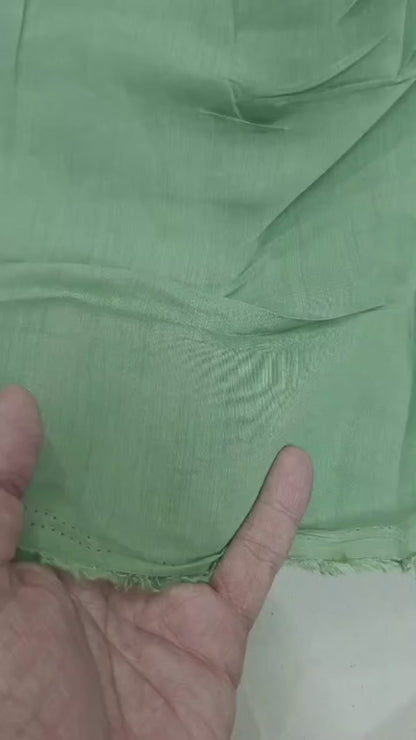 Premium Pale Mint Green Mul Chanderi Fabric (Big Width)