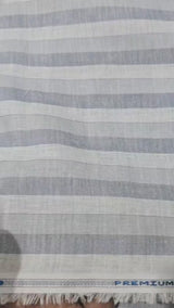 Serene Blue & White Striped Cotton-Linen 60 Lea Fabric