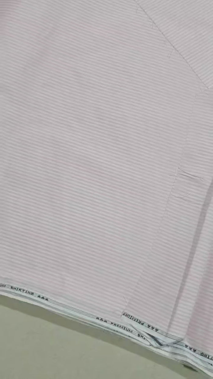 Premium Pink & White Pinstripe seersucker Shirting Cotton Fabric