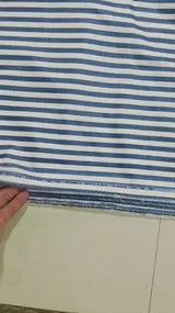 Classic Blue & White Striped Cotton-Linen Blend Fabric 60 Lea