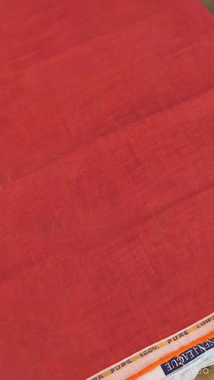 BRICK RED 100% Pure Natural Linen Fabric (0% Cotton)