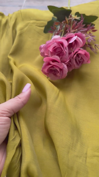 Olive Gold  Mul Chanderi Fabric – Breathable Elegance(Big Width)
