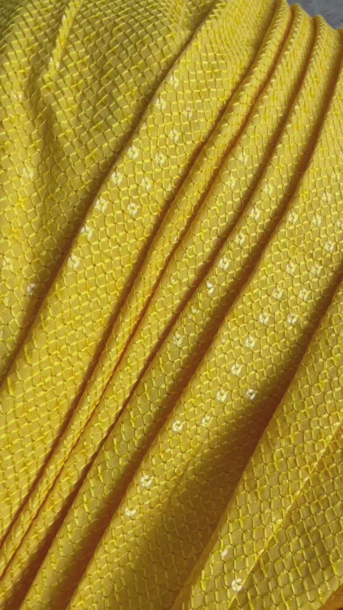 Vibrant Yellow Schiffli Rayon fabric with Big Width 58"