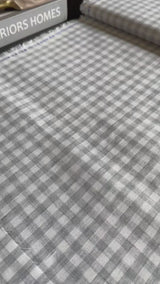 Classic Grey and White Gingham check 60 lea Pure cotton Linen fabric
