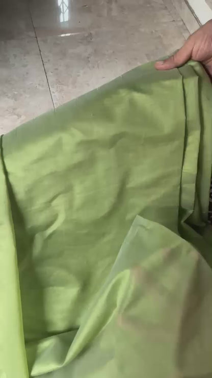Parrot Green Chanderi Silk Fabric