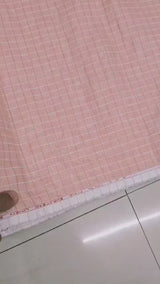 Soft Peach subtle white lines 100% Pure Linen Fabric  (0%Cotton)