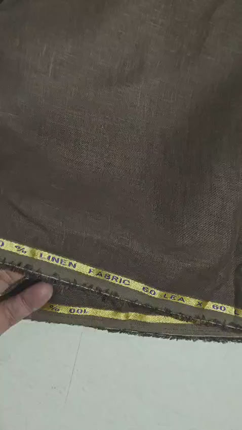 Chocolate Brown Premium 100% Pure Natural 60 Lea Linen Fabric(0% Cotton)