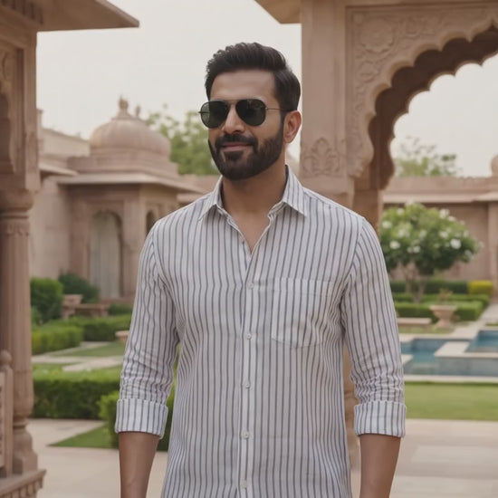 Classic Monochrome Striped Premium Cotton Linen Fabric – video