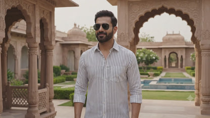 Classic Monochrome Striped Premium Cotton Linen Fabric – video