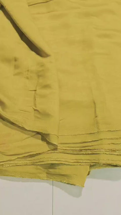 Rich,Warm Mustard Yellow Mul Chanderi Fabric (Big Width)