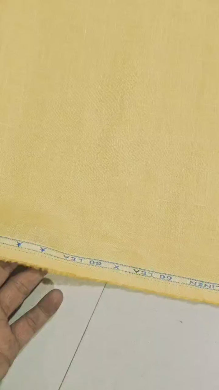Premium Soft Yellow European style 100%Pure Linen 60 Lea Fabric(No cotton)