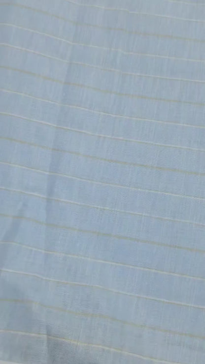 Premium  Serene Sky Blue Cotton-Linen Striped  60 Lea fabric