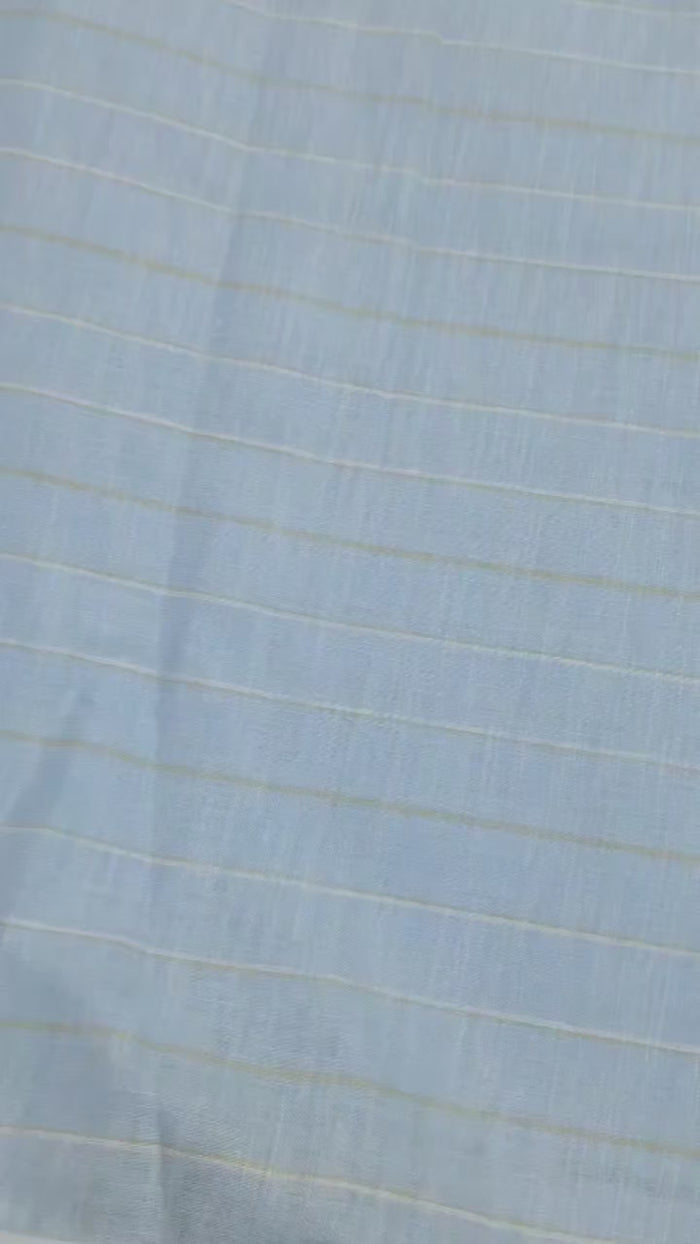 Premium  Serene Sky Blue Cotton-Linen Striped  60 Lea fabric