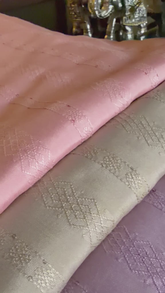 BLUSH PINK with matching thread &  seq Embroidery work Fabric