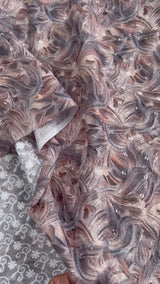 Artisan Swirl & Sequin Embellished Premium Digital Print & Chikankari Embroidered Fabric