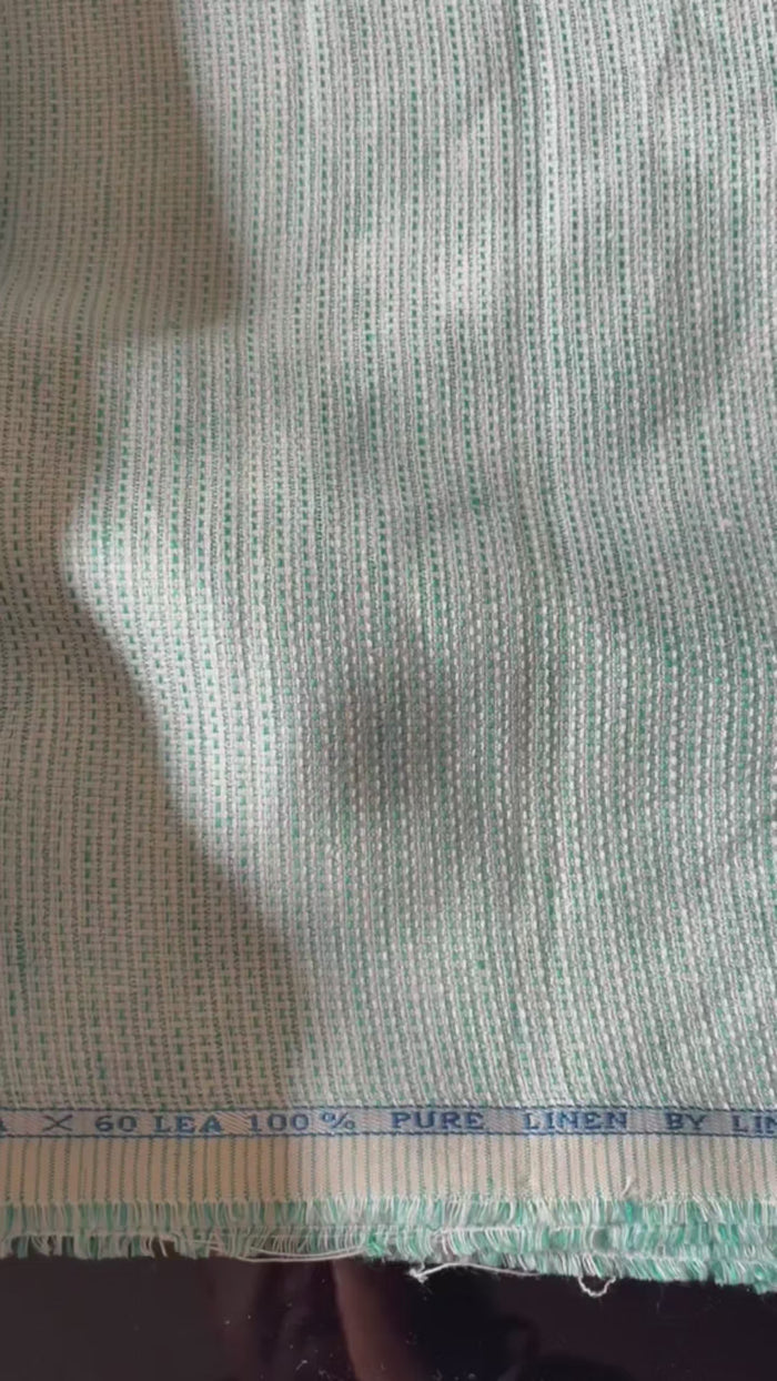 Premium Mint Green 100% Pure Linen Fabric Jute Texture 60 Lea (0% Cotton)
