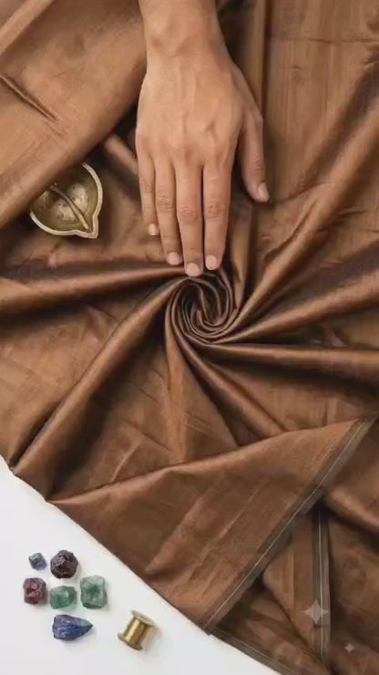 Copper Brown Glossy chanderi Shirting fabric