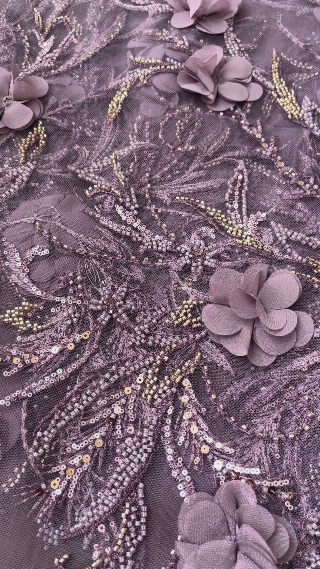 Light purple 3D Handwork Imported Net