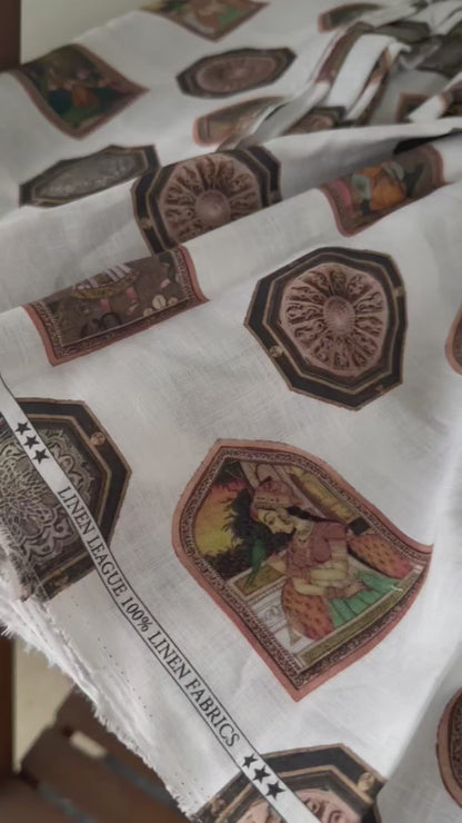 Multicolour Digital Printed  100% Pure Linen Fabric (0% Cotton) 3