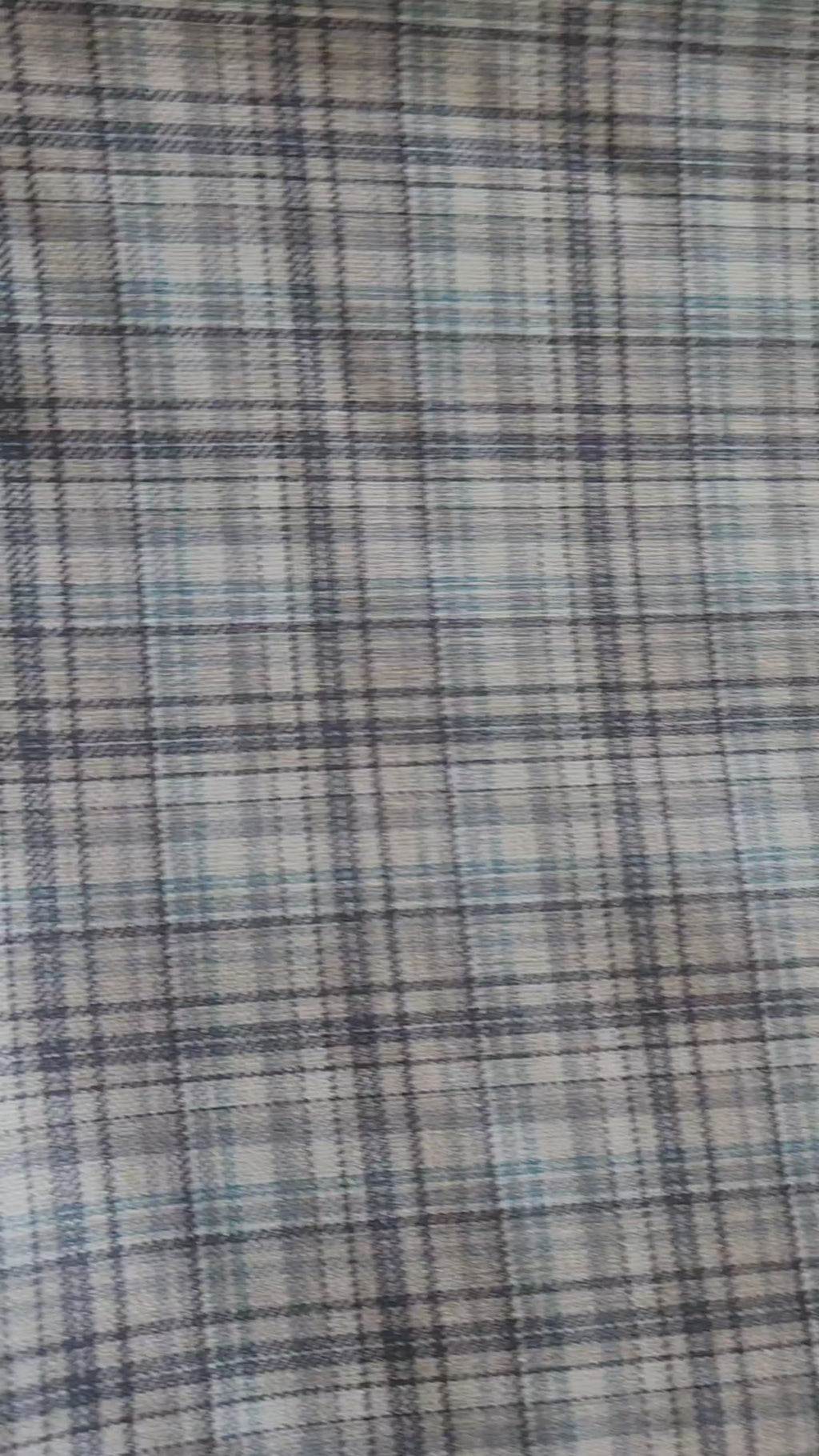 Multi-tonal plaid pattern in muted shades of slate gray, beige, and sky Blue cotton linen Digital print Fabric