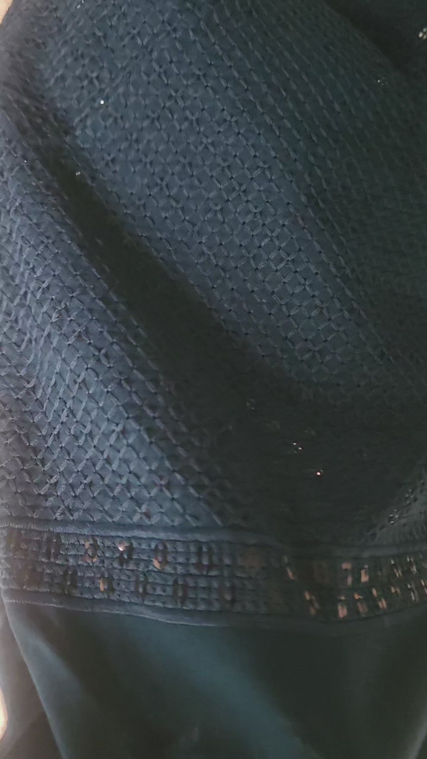 Dark Teal Blue Schiffli Rayon fabric with Big Width 56"