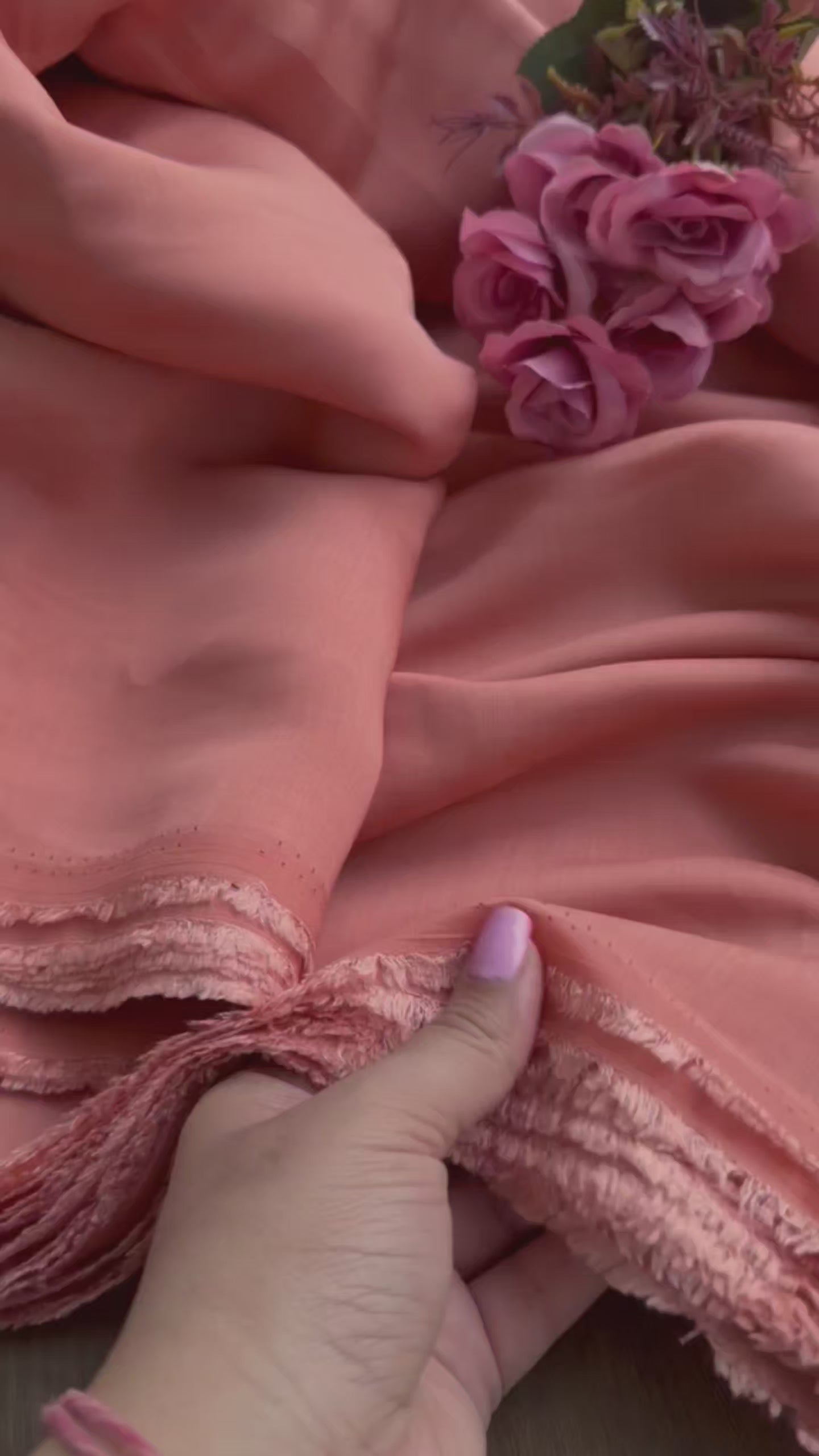 Ethereal Peach Mul Chanderi Fabric (Big Width)