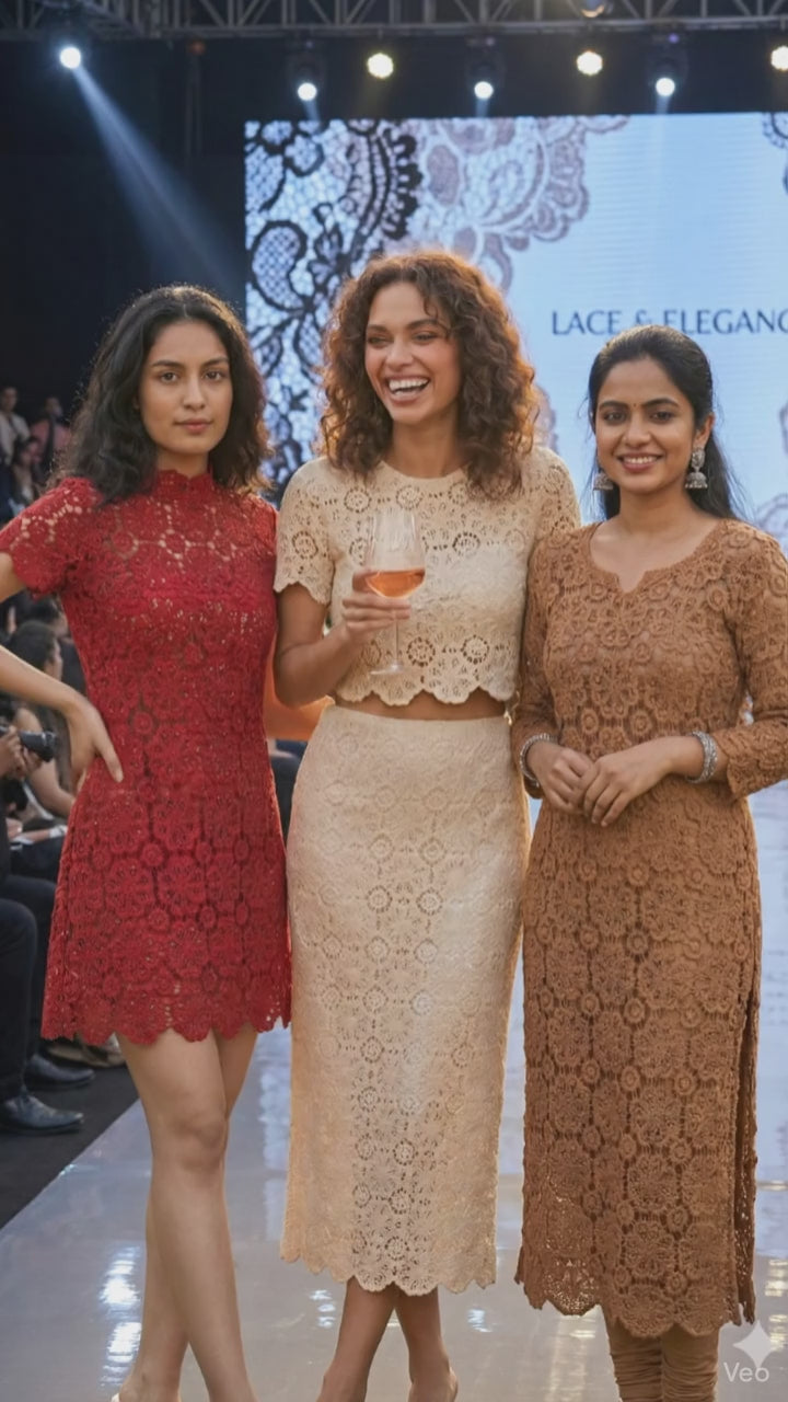 Dyeable Crochet Fabric With Transperent Sequences