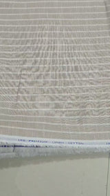 Natural Beige & White Striped Cotton-Linen 60 Lea Fabric